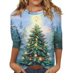 Christmas Round Neck 34 Sleeves T-shirt - Image 8