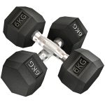 2x6kg Hex Dumbbells Set Rubber Dumbbells Weight Lifting Equipment Fitness Home Gym